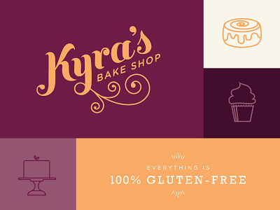 Kyra's Bake Shop - Logo & Brand Elements bake bake shop bakery cake cinnamon roll cupcake