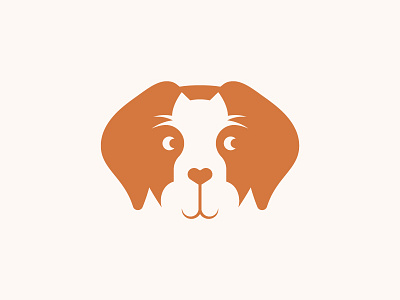 Frontier Veterinary Hospital - Logo Mark cat dog face frontier logo negative space vet veterinary whiskers