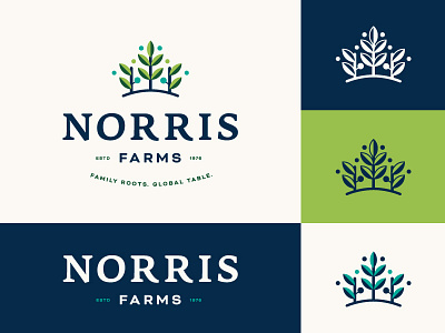 Norris Farms - Logo Variants blueberries farm leaves logo norris oregon