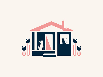 Oswego Vet - Logo Mark cat dog flowers home house negative space pets shadow vet veterinary hospital