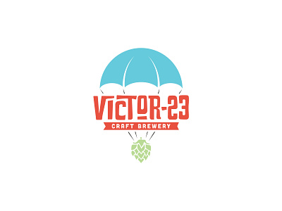 Victor 23 - Logo beer brew brewery brewery logo craft fly hop hops parachute type