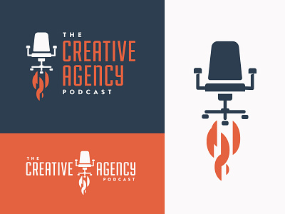 The Creative Agency Podcast - Logo Variations agency chair creative agency fire flame flames interviews launch logo office chair podcast podcast logo