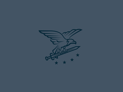 CTC - Logo Mark blue eagle fly linework logo logomark stars sword talons united states usa