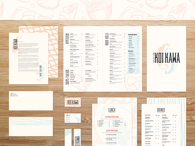 Koi Kawa - Print Collateral branding design illustration menu print