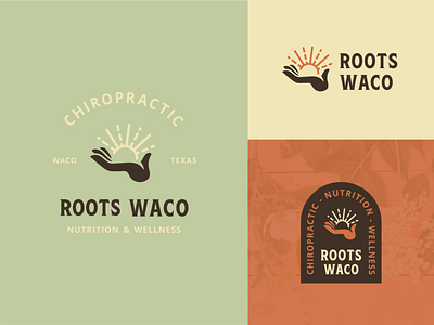 Roots Waco brand brand design brand identity branding branding design design hand health hope logo sun sunrise sunset vector wellness