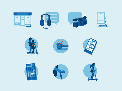 Blue Duck Scooters - Icons design icon iconography icons icons design iconset illustration illustrator scooter transportation ui vector