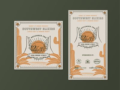 Market at Crosby / Southwest Elixirs Flyer design flyer illustration illustrator southwest vector