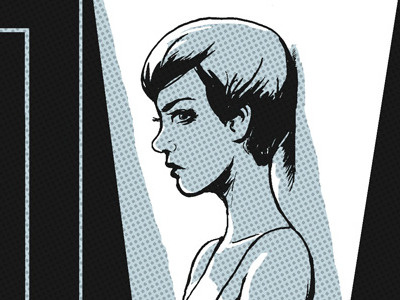 Girl in the Hallway blue comics drawings graphicnovel halftones illustration