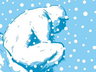 A is for Abominable Snowman blue illustration print