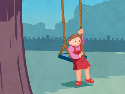 Climbing into swing animation flash illustration