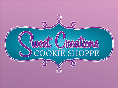 Sweet Creations Cookie Shoppe cookie creations filigree frosting gradient logo loop purple shop sweet swirl teal