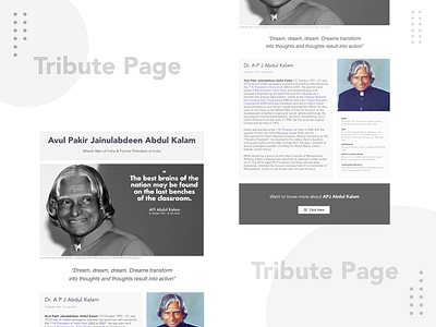 Tribute Page abdulkalam figma freecodechallenge landingpage page tribute website