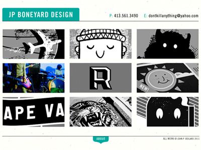 Portfolio Site green john boilard jp boneyard portfolio teal web web design