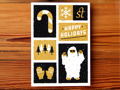Holiday Card Print black gold holiday card jp boneyard screen print upstatement