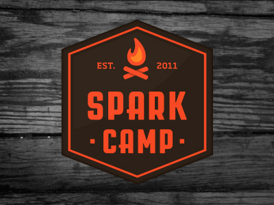 Spark Camp Logo brown camp fire flame john boilard johnboilard jp boneyard jpboneyard logo orange spark camp