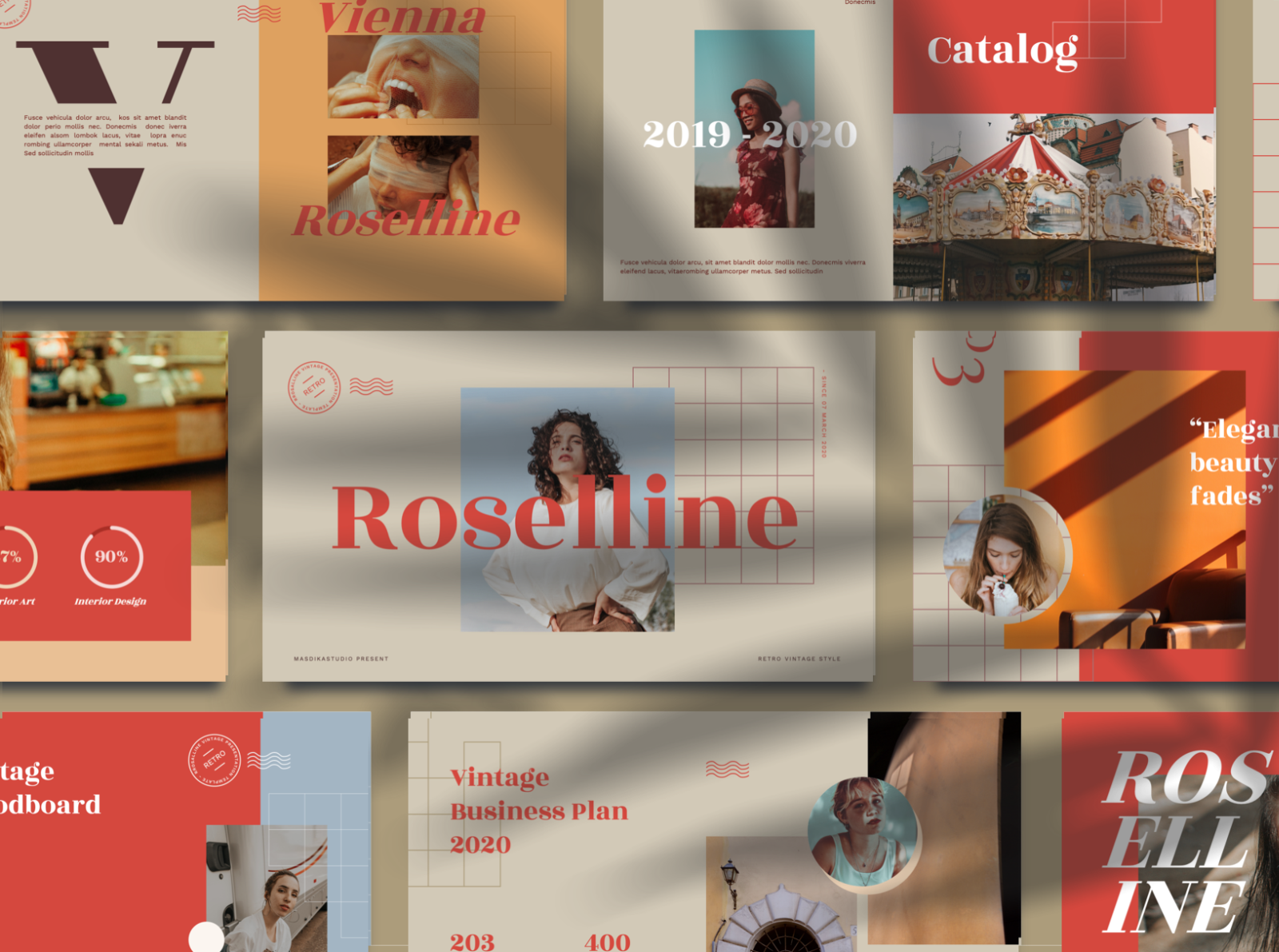 Roselline Vintage Retro Powerpoint Template by Mister Graphics on