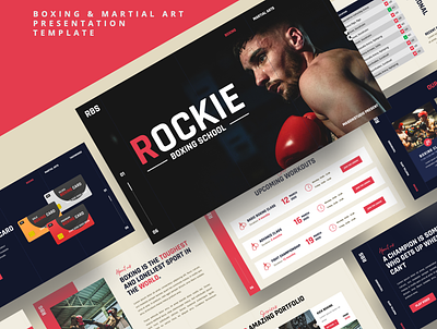 ROCKIE – Boxing & Martial Art Powerpoint Template arena box boxer boxing boxing presentation dark fight fighter fitness gloves gym karate kickboxing martial art match mma power professional punch red