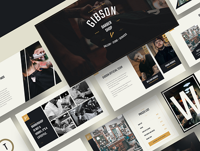 GIBSON – Barbershop & Shaving Powerpoint Template barber barber shop barbershop barbershop powerpoint beard beauty business classic gentleman grooming hair haircut hairstyle hipster male man mustache retro salon shave