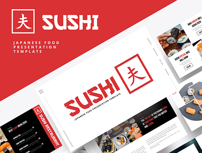 SUSHI – Japanese Food Powerpoint Template branding business creative japanese logo minimal portfolio presentation professional sushi sushi powerpoint sushi roll ui