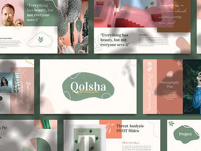 Qolsha - Creative Powerpoint Template abstract blogger booklet branding calm catalog creative fashion green keynote lookbook magazine minimal photography pitch deck portfolio ppt scandinavian social media studio