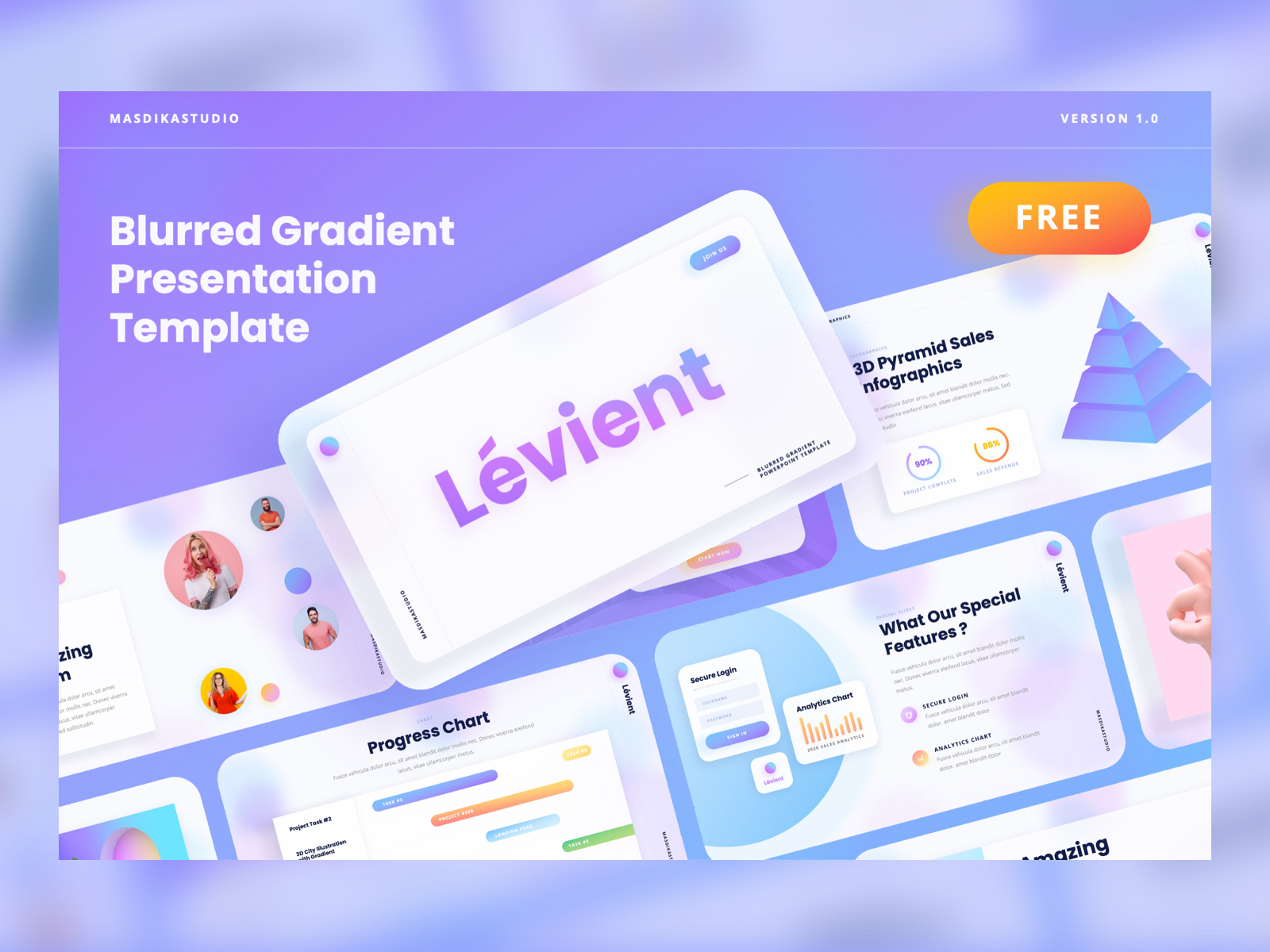 Bạn muốn tạo ra một bài thuyết trình sáng tạo và độc đáo hơn? Mẫu PowerPoint Gradient sáng tạo Lévient miễn phí chắc chắn sẽ giúp bạn. Tải ngay về máy để khám phá những sự kết hợp màu sắc độc đáo và thú vị.