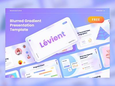 Lévient - Creative Gradient Powerpoint Template (FREE DOWNLOAD) beauty blurred creative digital agency feminine gradient pitch deck professional smooth gradient soft