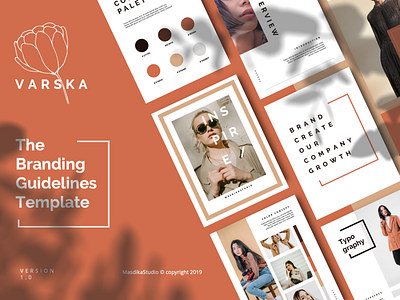 VARSKA - Powerpoint Brand Guidelines Template blogger booklet brand guidelines green guidelines keynote lookbook magazine minimal ppt presentation scandinavian studio vertical vertical powerpoint