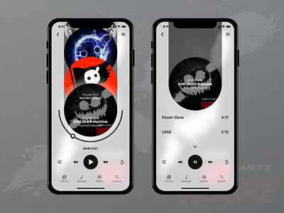 Music Player for iPhone X - Knife Party Edition! animation app audio audio app audio player branding design flat graphical gui icon illustration knob lettering logo minimal music ui vector web