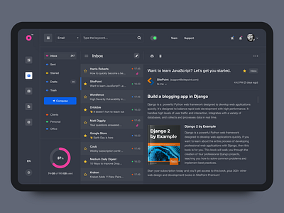 Dashboard Interface Design V2 (Dark) adobexd dark theme dashboad ui user interface ux