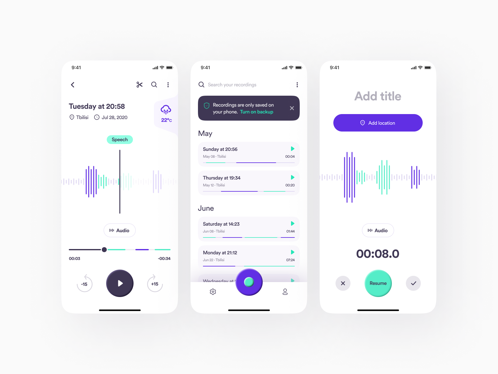 Audio Recorder - Mobile App! by Giorgi Makatsaria on Dribbble