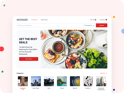 Motager - Classified ads ads banner classified ads design figma interface listing red search slider ui ux design uidesign uiux
