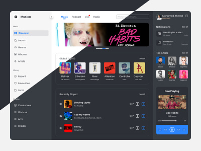 Music Player 🎵 clean dark mode design icon interface light mode menu music player side ui ux design uidesign uiux