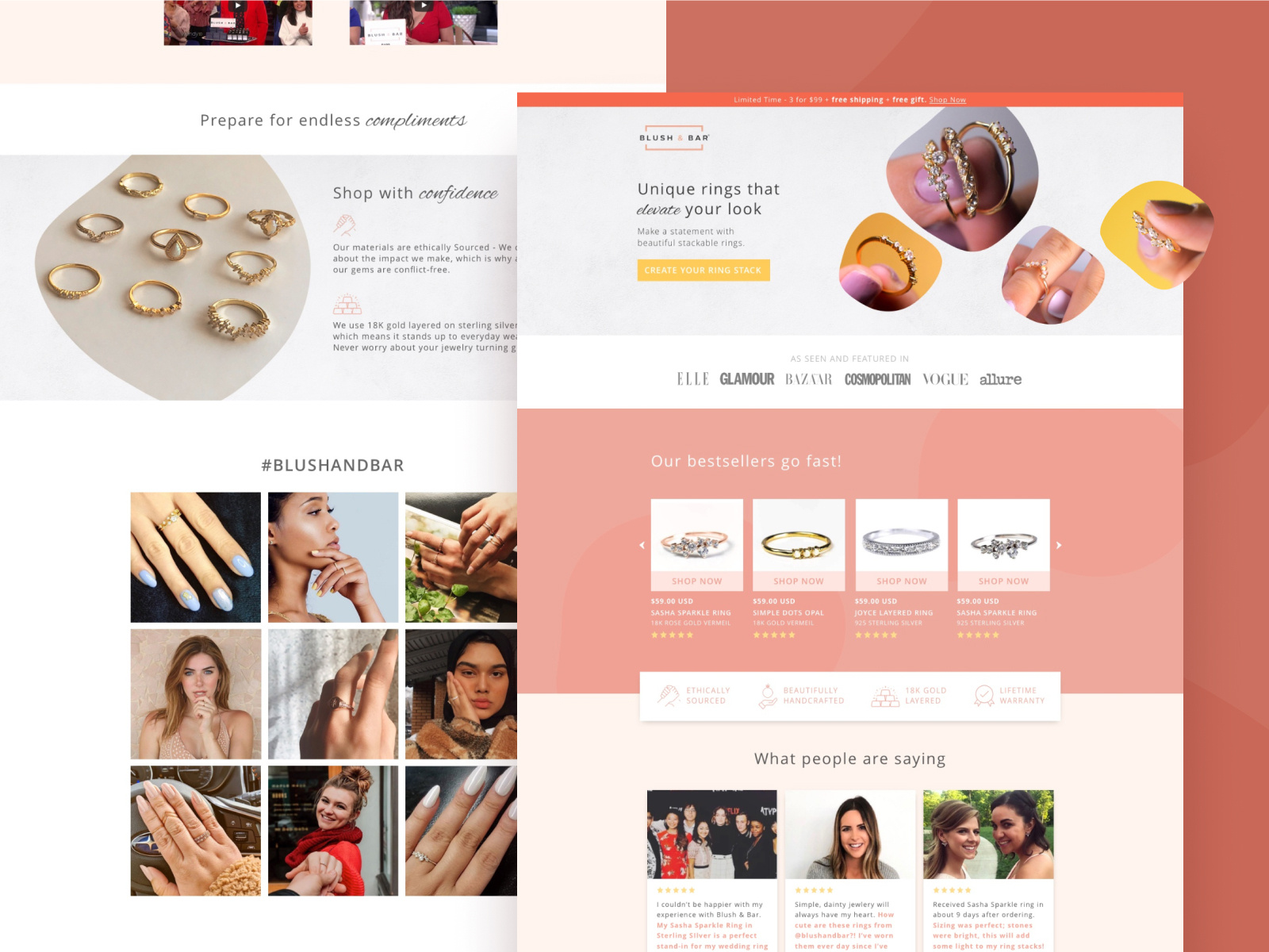Blush & Bar Landing Page by Marcelle Cordova for KlientBoost on Dribbble