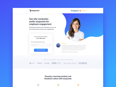 Leapsome | Landing Page design desktop hero image landing page saas ui ux