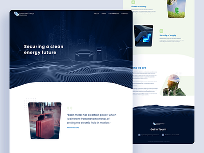 Landing Page: Integrated Energy Materials design figma header homepage illustration interface landing ui ux website