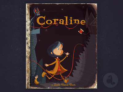 Coraline Little Golden Book Cover book cover coraline digital painting graphic design illustration retro supply co rscogoldenbook