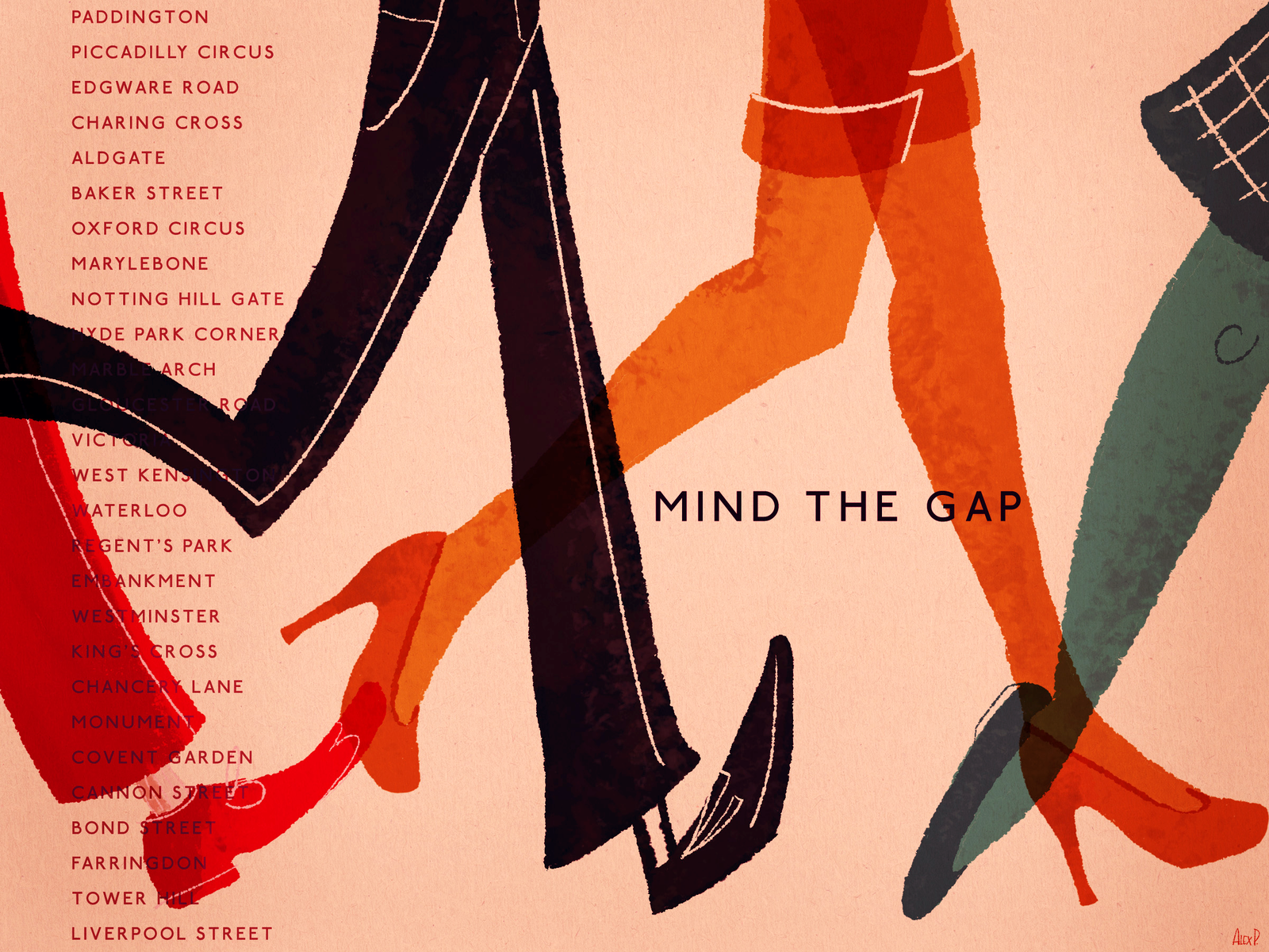 Mind The Gap england illustration tube uk