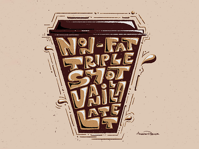 Coffee Coaster | Non-Fat Triple Shot Vanilla Latte coaster coffee hand lettering hand lettering art illustration latte type type design