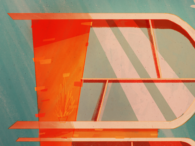36 Days of Type | B midcentury retro architecture beachhouse house beach illustration 36days-b 36daysoftype
