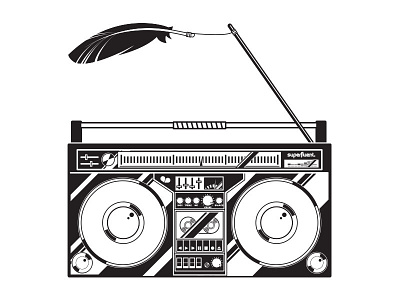 Boombox boombox feather graphic illustration vector