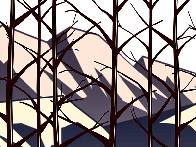 Through The Trees illustrator mountains peaks trees vector