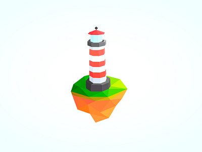 Lighthouse color illustration lowpoly polygon