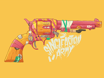 Make Peace color gun illustration lowbrow pop