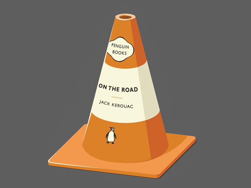 Read between the Lanes book penguin on the road jack kerouac road cone