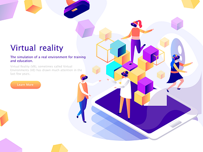 virtual reality concept app branding clean graphic hero image illustration landing page design landingpage simple ui ux vector web