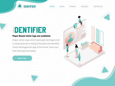 Identifier landing page animation app artwork clean concept design graphic design logodesign modernism simple typography ui ux vector illustration web website