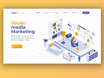 social media landing page app clean design flat graphic graphic design illustration social media social media templates ui ux web