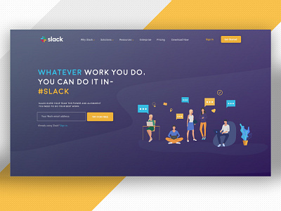 Slack Landing Exploration artwork clean clean ui design graphic design illustrations landing page simple typography ui ux vector