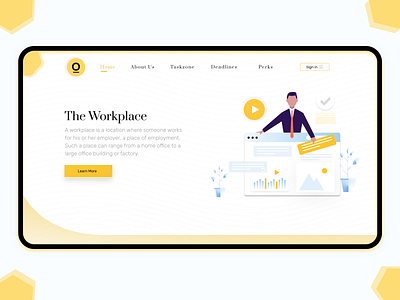 The workplace Landing clean design graphic design illustration simple ui ux vector