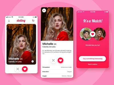 Dating App UI Kit card chat dating dating app feed match mobile app proposal swipe swipe card tinder ui